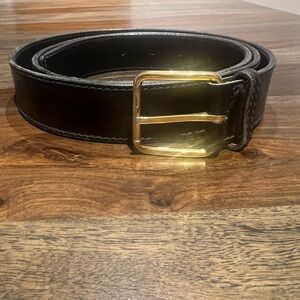 Valentino Black Leather Textured Logo Belt size 110 Vintage
